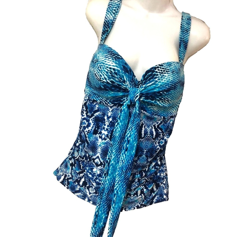 Coco Reef Tankini Top Women 36D 38D Halter Swim Abstract Underwire Beach Coastal